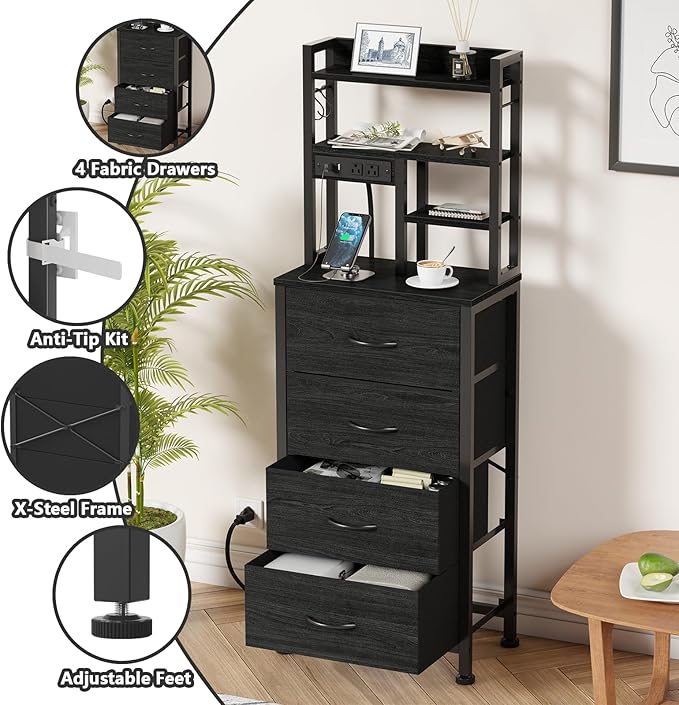 Furnulem Tall Nightstand, LED Night Stand - Image 6