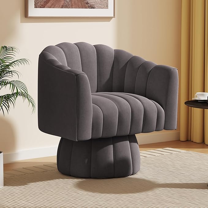Dewhut Swivel Accent Chair, 360° Swivel Barrel Chair by FocusOnQualityFurniture