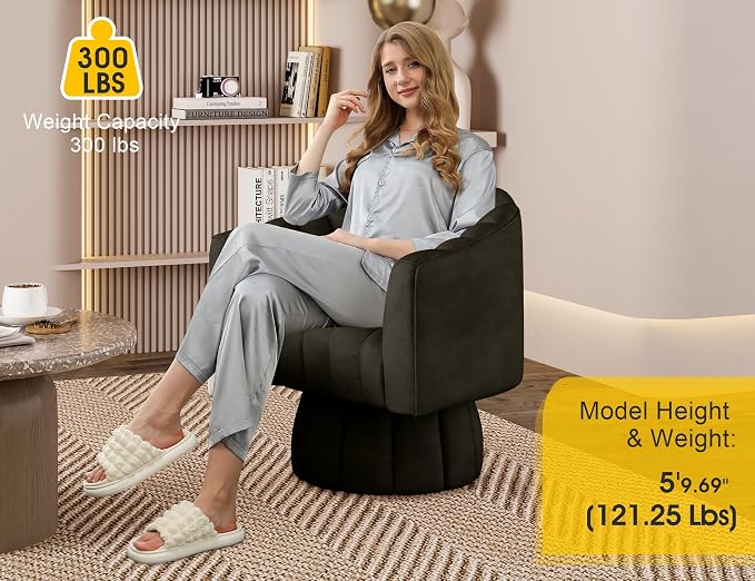 Dewhut Swivel Accent Chair, 360° Swivel Barrel Chair - Image 3