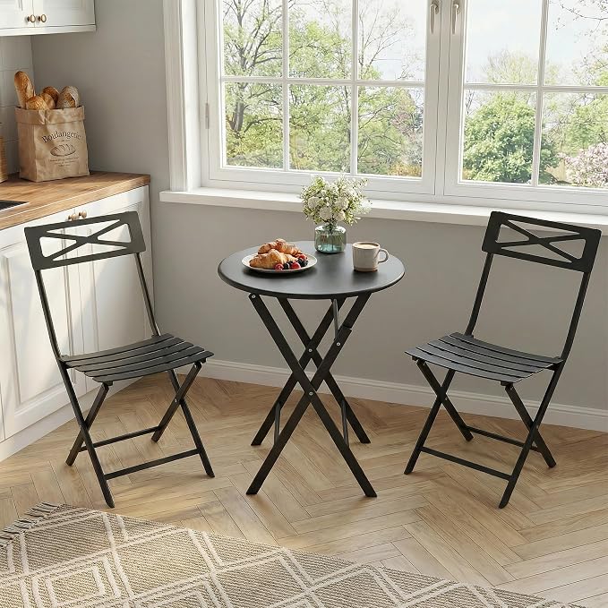 GarveeTech 3-Piece Folding Bistro Set, Heavy Duty Outdoor Patio Furniture - Image 6