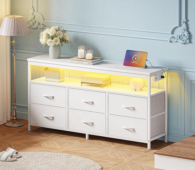 Huuger LED TV Stand for Bedroom, 47 Inch Dresser TV Stand for 43, 55 Inch TV - Image 3