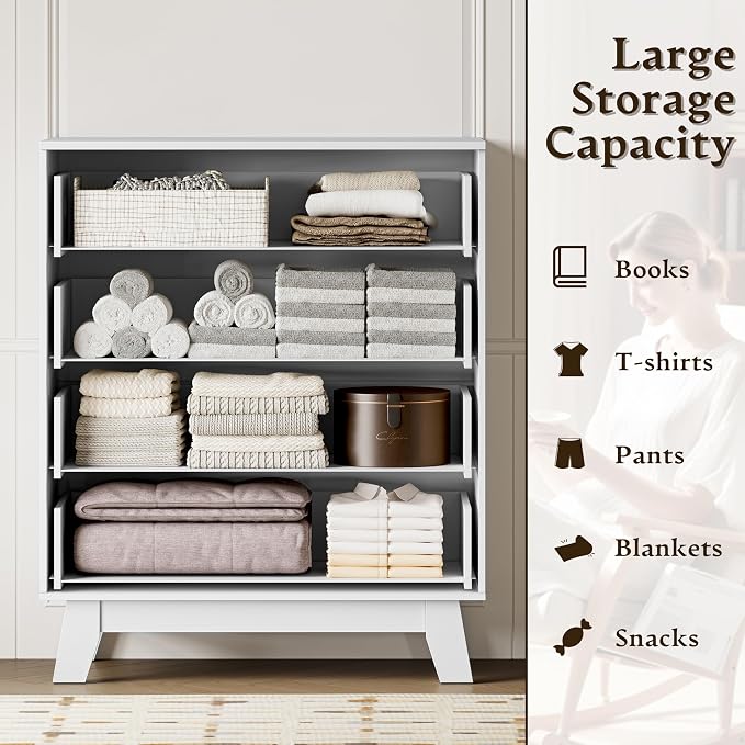 BORNOON 39" Tall Dresser for Bedroom, 4-Drawer Fluted Chest of Drawers - Image 4