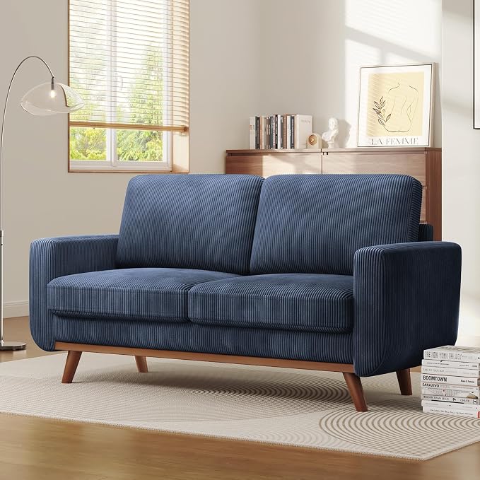 Vesgantti 68" Loveseat Sofa Dark Blue, Comfy Corduroy Couch - Image 6