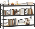 3 Tier Bookcase 47.24" Width, Long Industrial Book Shelf, Vintage Wooden Large by Homeiju