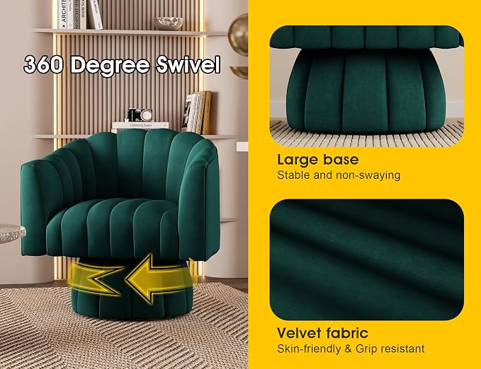 Dewhut Swivel Accent Chair, 360° Swivel Barrel Chair - Image 7
