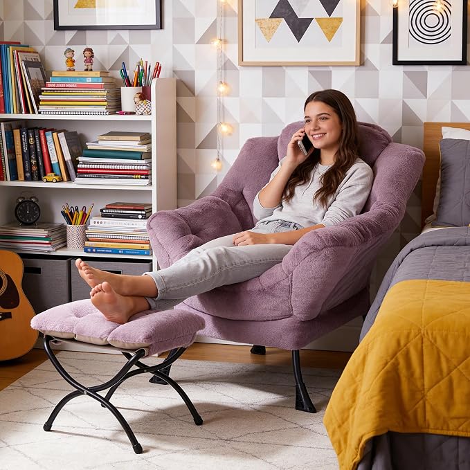 MBOOYOME Lazy Chair with Ottoman, Modern Accent Lounge Armchair with Side - Image 2
