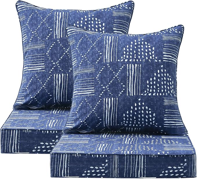 Outdoor Deep Seat & Back Cushion Set, 24 x 24 Inch Water Repellent and Fade by Supflourishia