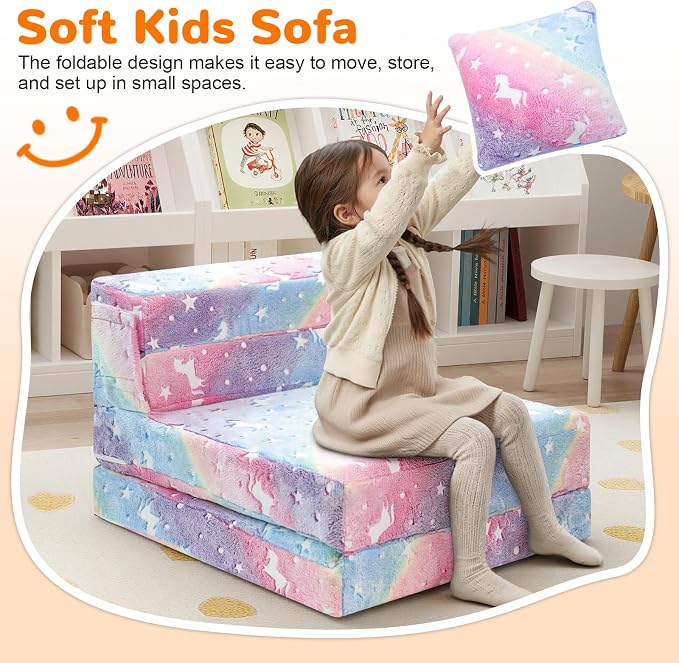 MeMoreCool Glow Rainbow Unicorn Tri-fold Sofa Bed - Image 2