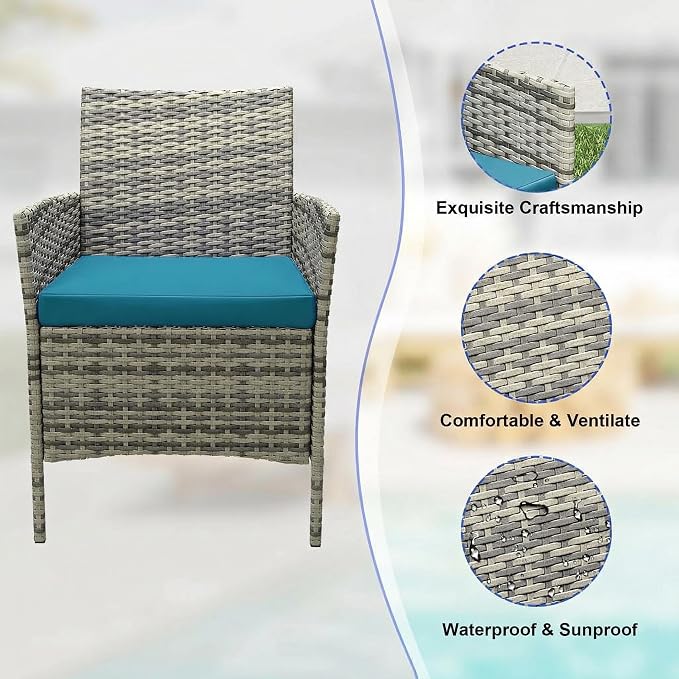 GarveeLife 3 Piece Patio Furniture Set, Rattan Outdoor Furniture - Image 3