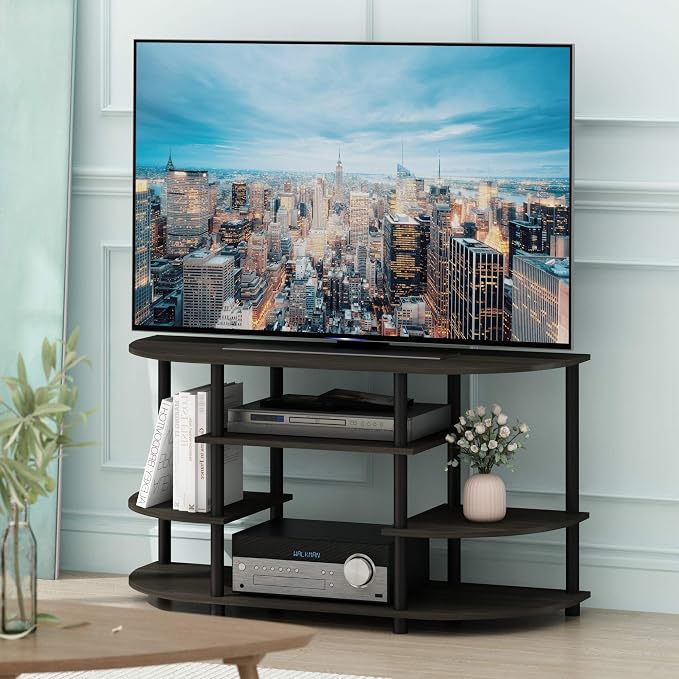 Furinno JAYA Simple Design Corner TV Stand, Espresso/Black - Image 2