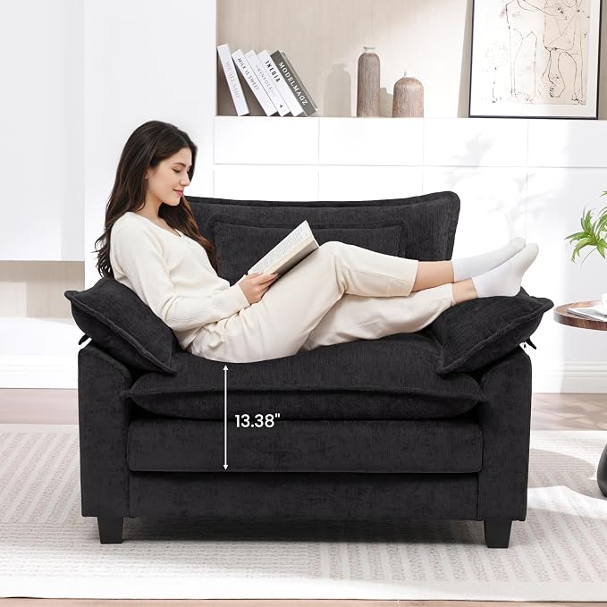 Modern Oversized Accent Chairs Set of 2, Chenille Cloud Sofa Chair - Image 3