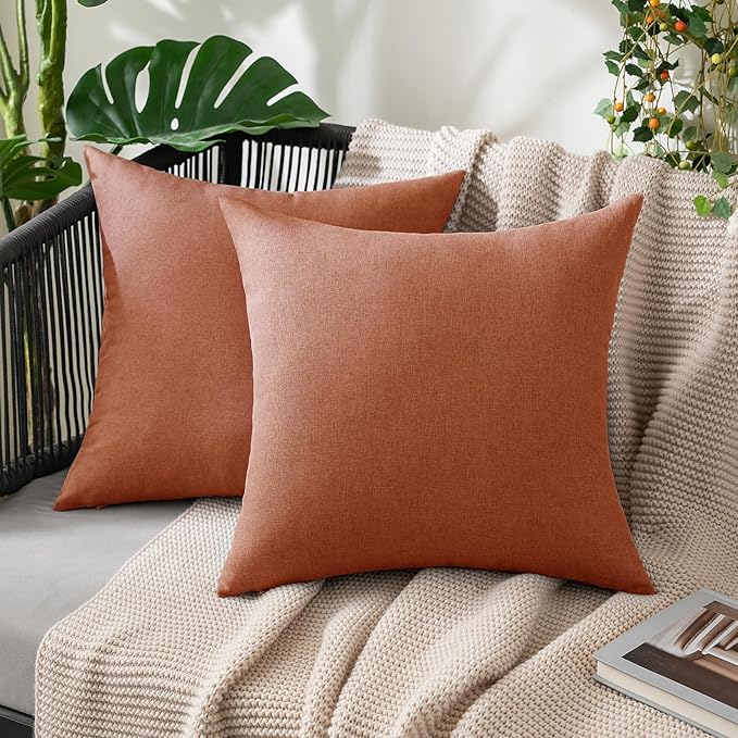 MIULEE Pack of 2 Decorative Outdoor Solid Waterproof Throw Pillow Covers Euro by MIULEE