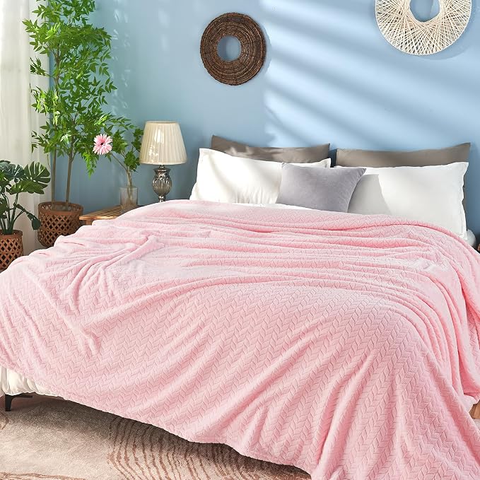 inhand Pink Fleece Twin Blanket, Super Soft Flannel Cozy Blankets - Image 5