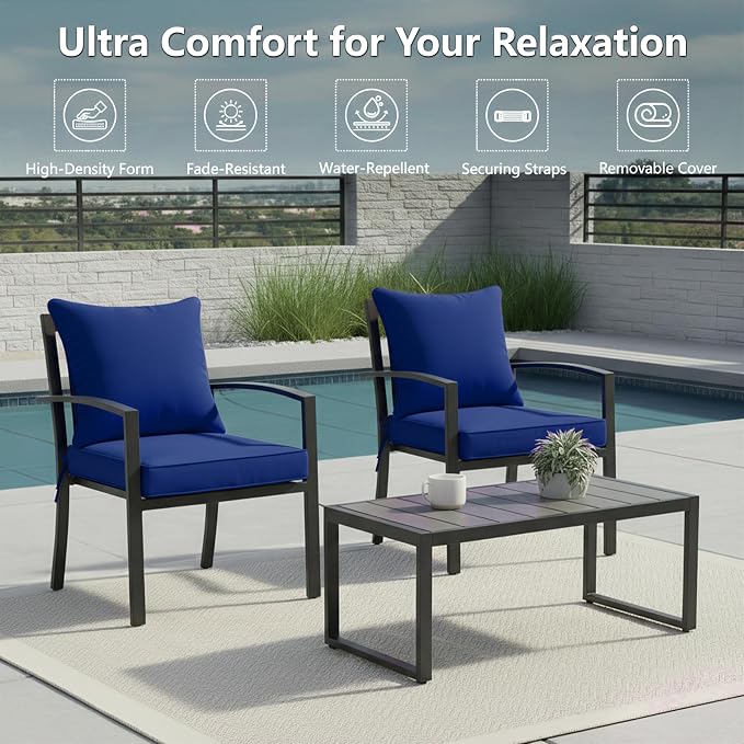 19x19 Inch Patio Chair Cushions Set of 2, Outdoor Furniture Cushions - Image 2