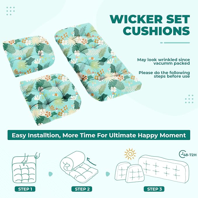 DANGHOOGY Wicker Chair Cushions, Waterproof Outdoor Loveseat Cushions - Image 6