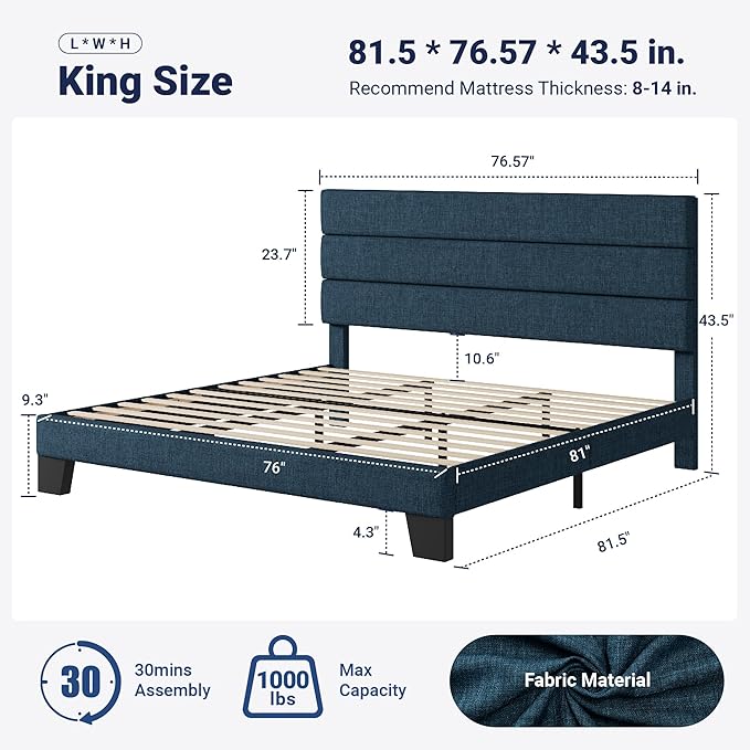 Allewie King Size Platform Bed Frame - Image 2