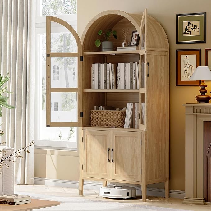 ONBRILL 71" Tall Arched Cabinet, 5-Tier Arched Kitchen Pantry - Image 9