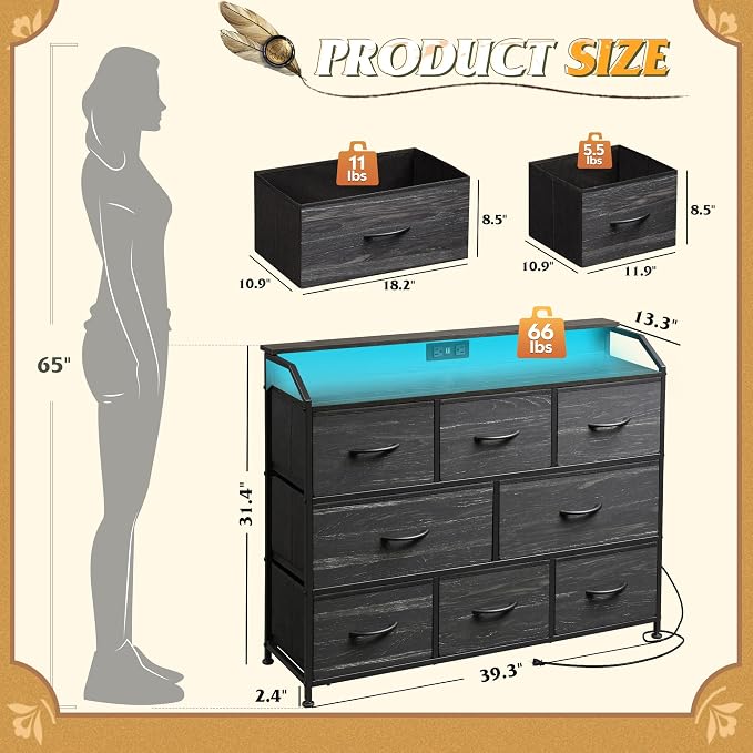 WLIVE Led Dresser for Bedroom, TV Stand for Bedroom - Image 8