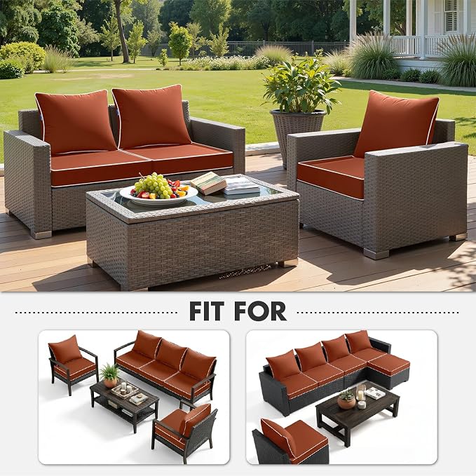 MIULEE Burnt Orange Outdoor Seat Cushion 24x24 Inch Waterproof & 3 Year Fade - Image 5