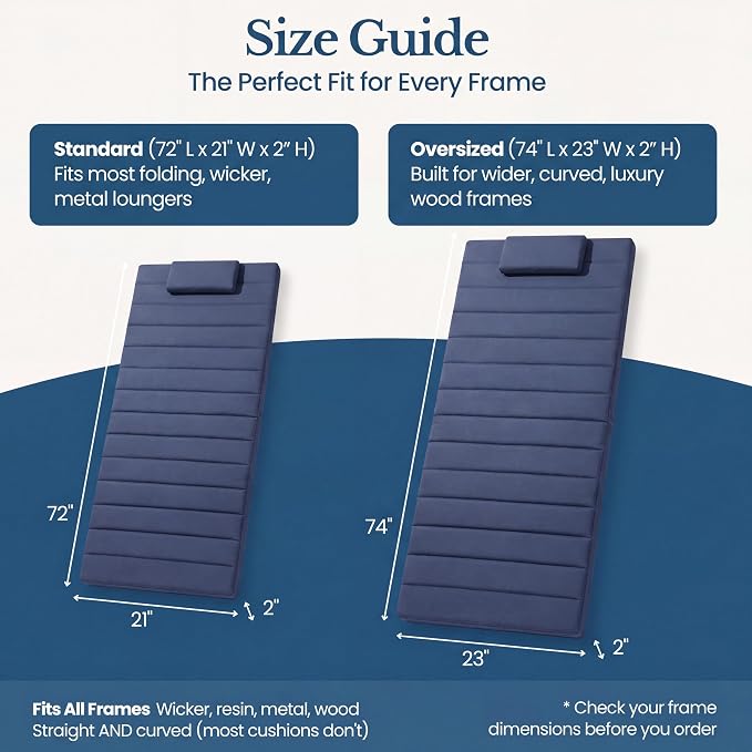 Quilted Chaise Lounge Outdoor Patio Furniture Cushions | Water-Resistant Patio - Image 6