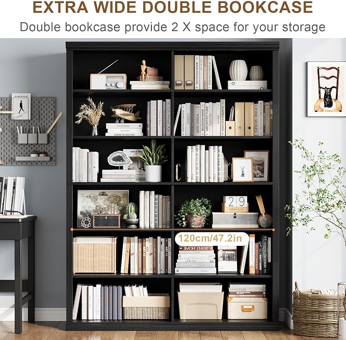 Rresyet 71.8" L *47.2“W Wooden Bookcase and Bookshelf – Extra Large Bookshelf - Image 6