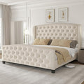 LARMACE Queen Size Bed Frame Velvet Upholstered Platform Bed by LARMACE