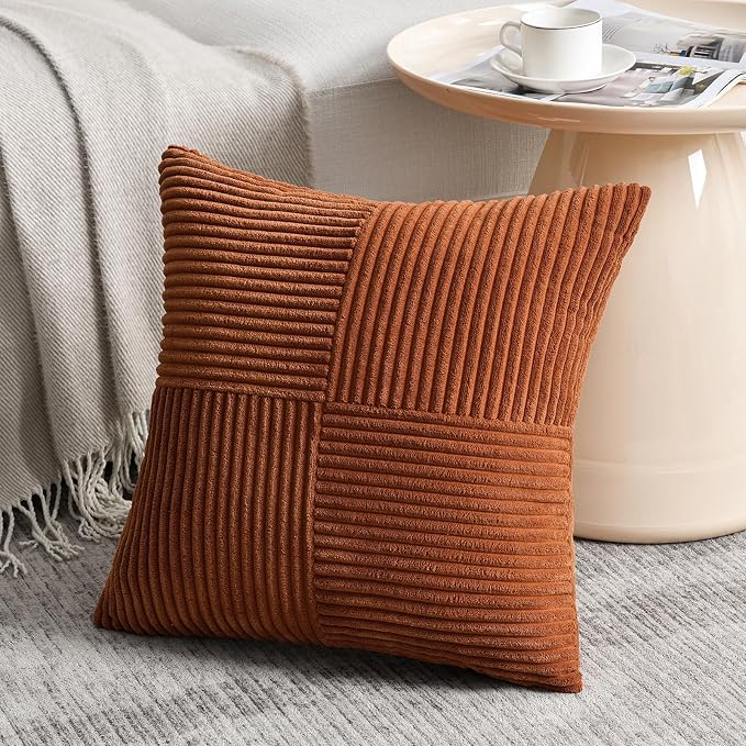 Fancy Homi 2 Packs Rust Euro Decorative Throw Pillow Covers 26x26 Inch - Image 2