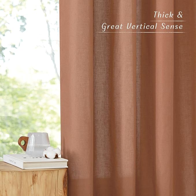 NICETOWN Linen Caramel Curtains 96 inches Long - Image 3