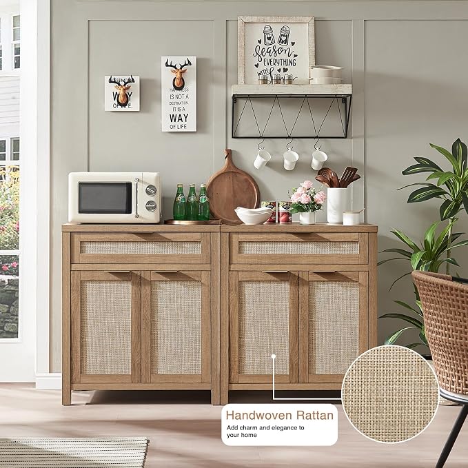 HOKYHOKY Rattan Sideboard Buffet Cabinet, Boho Storage Cabinet - Image 5