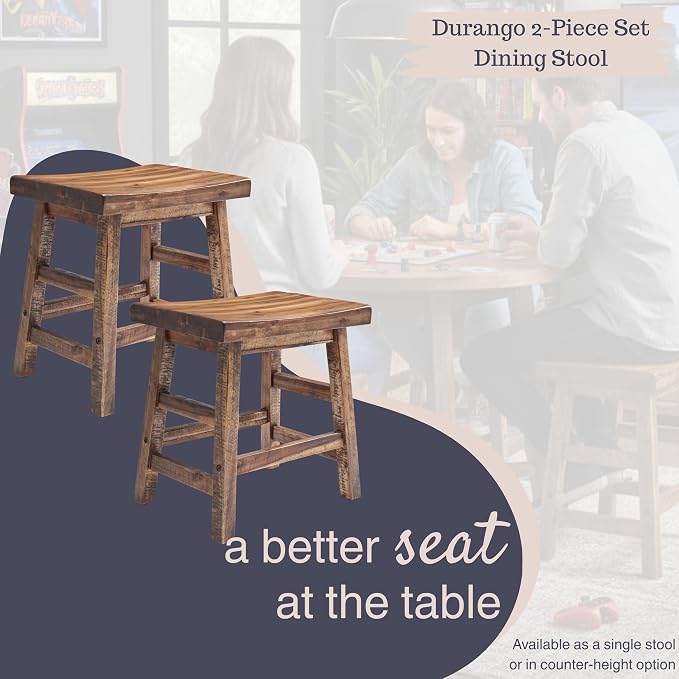 Alaterre Furniture Durango Set of 2 Industrial 20-Inch Wood Dining Stools – - Image 4