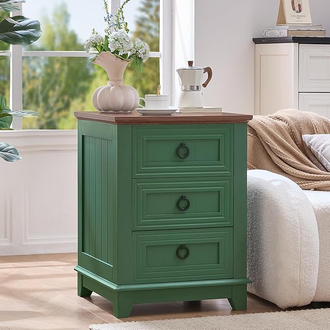 Joaxswe Farmhouse Night Stand Set of 2, Sofa Bed Side Table Chest of Drawers - Image 9