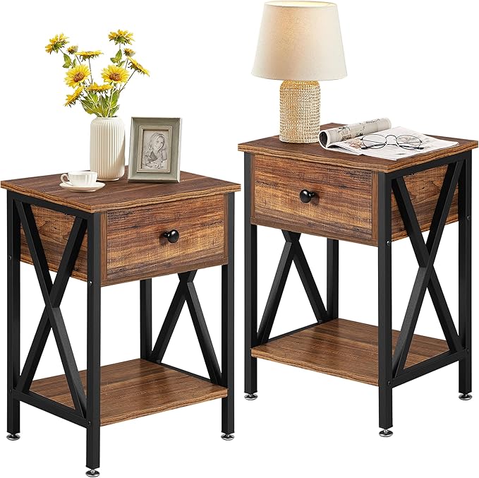 VECELO Nightstands Set of 2, Modern Bedside End Tables, Night Stands by VECELO