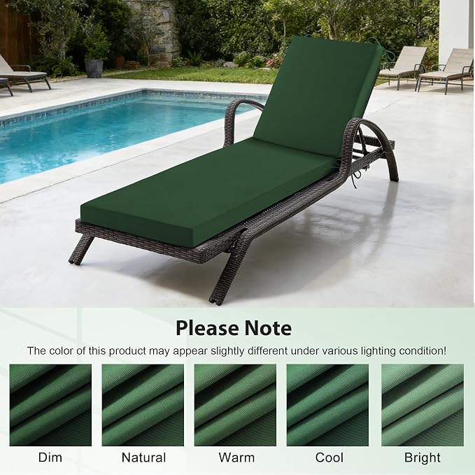 2 Pcs Chaise Lounge Cushions Outdoor Set of 2, Outdoor Chaise Cushion - Image 7