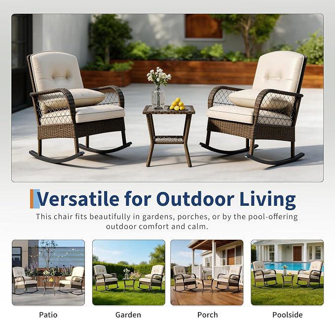 Outdoor Wicker Rocking Chair, Patio Rattan Rocker Chair - Image 5