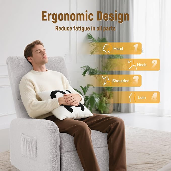 Korser 360° Rocking Chair, Nursery Rocker Chair - Image 4