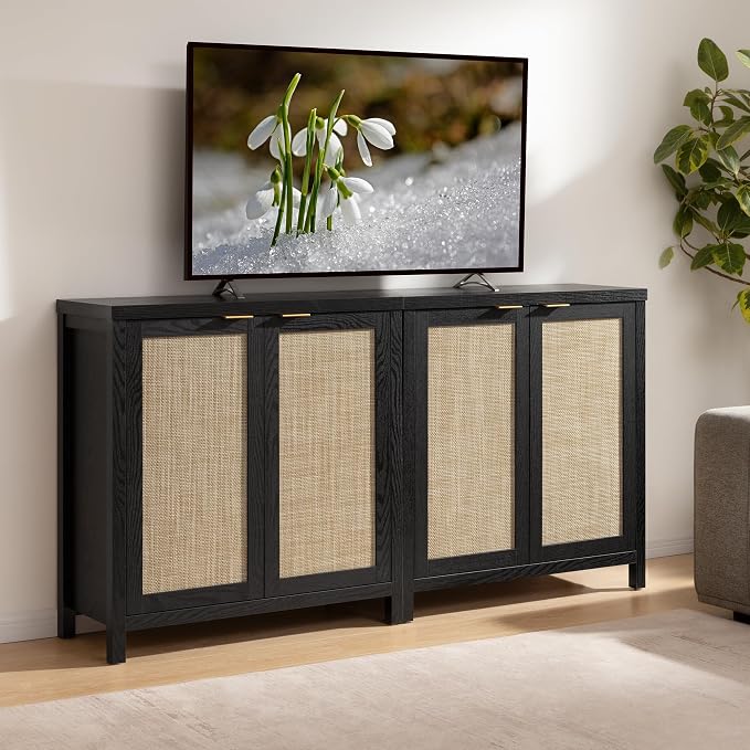 SICOTAS Rattan Sideboard Buffet Storage Cabinet - Image 5