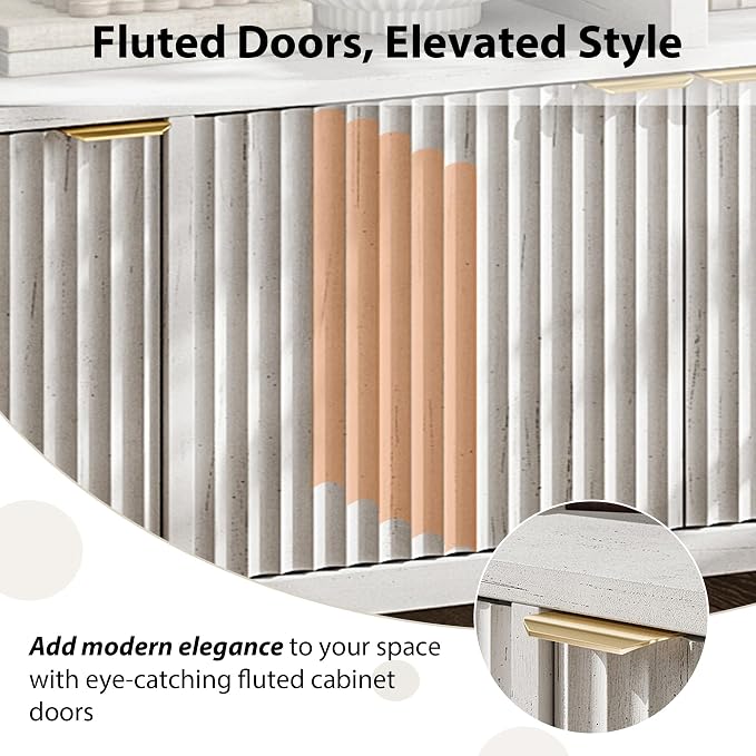 GarveeLife 65 Inch Fluted Sideboard Buffet Cabinet - Image 4