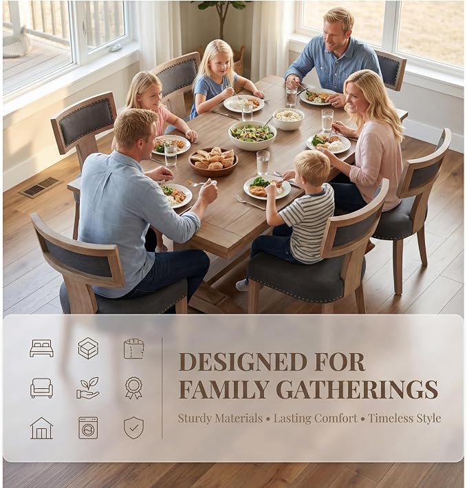 VESCASA Linen Upholstered Dining Chairs - Image 2