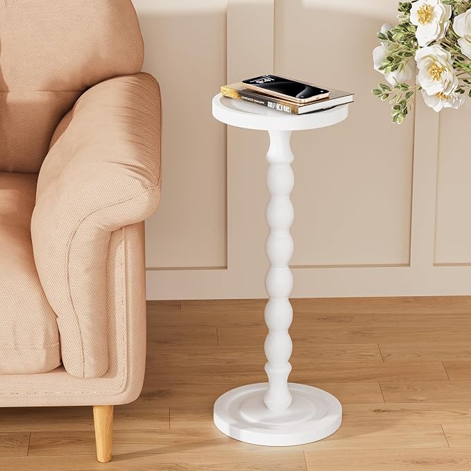 Solid Wood Drink Table, Rubber Wood‌ Small Round Side Table - Image 7