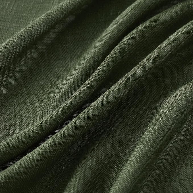 MIULEE Olive Green Linen Curtains 120 Inches Long - Image 4