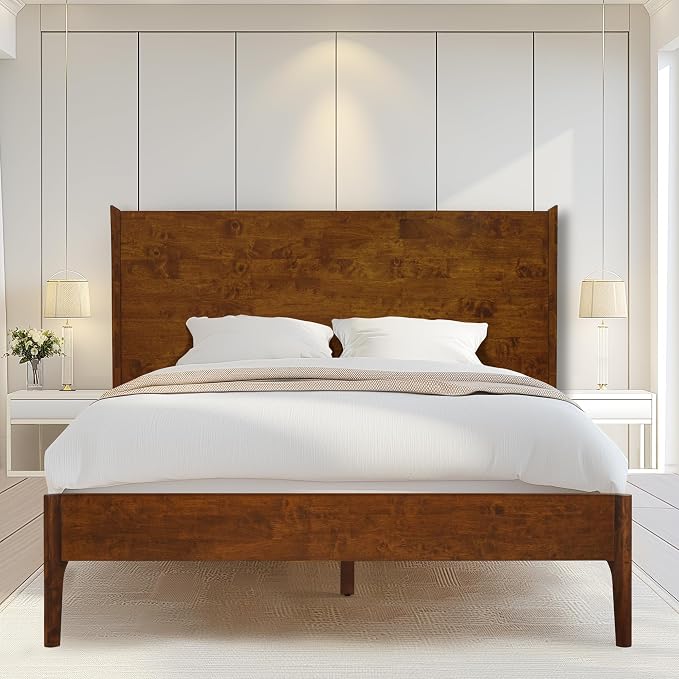 Acacia Haven Queen Bed Frame and Headboard, Platform Bed Frame Scandinavian by AACACIAFURNITURE