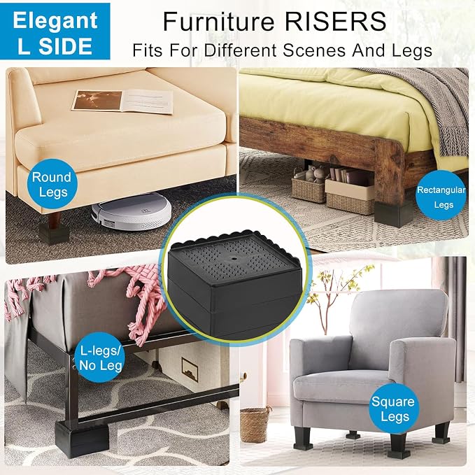 Bed Risers 1 inch, 2 inch, 3 inch, 4 inch Heavy Duty, Adjustable Furniture Riser - Image 4