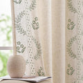 jinchan Belrose Linen Curtains for Bedroom Floral Curtains 63 Inch Length Linen by JINCHAN
