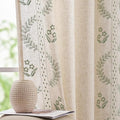 jinchan Belrose Linen Curtains for Bedroom Floral Curtains 84 Inch Length Linen by JINCHAN