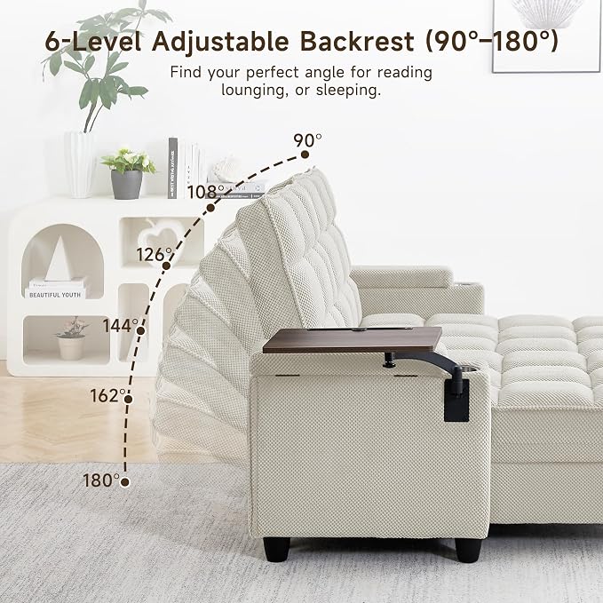 70.9" Chaise Lounge Chair Indoor, Oversized Boucle Upholstered Sofa Bed - Image 7