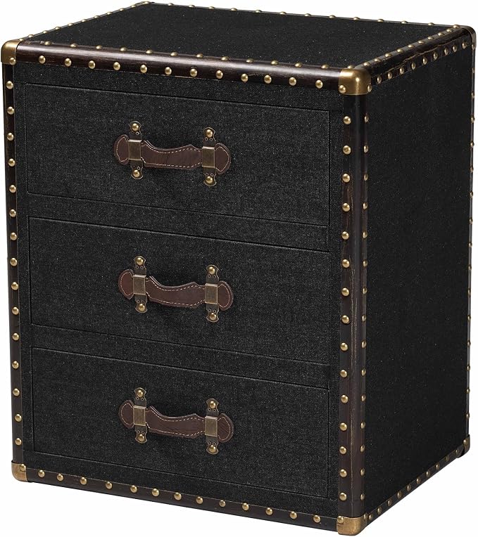 Baxton Studio Mallison Vintage Black Canvas 3-Drawer End Table by BaxtonStudio