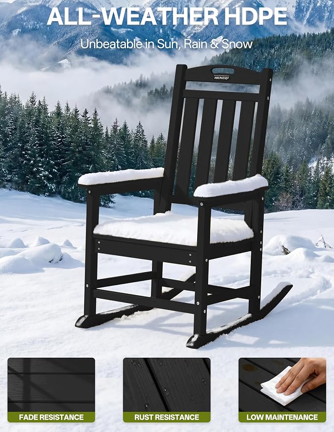 Outdoor Adirondack Rocking Chairs All-Weather HDPE Patio Rocker Chair - Image 6