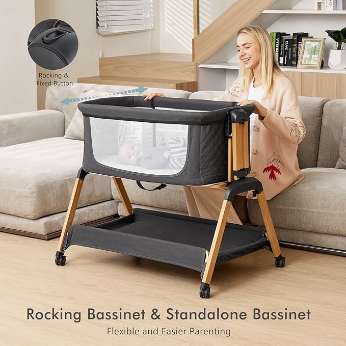 TotRun Bassinet Bedside Sleeper, Rocking Bassinets - Image 4