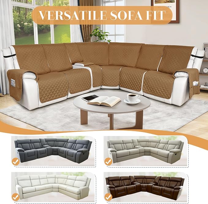 HDCAXKJ Reclining Sectional Couch Covers L Shape Recliner Sofa Middle Console - Image 5