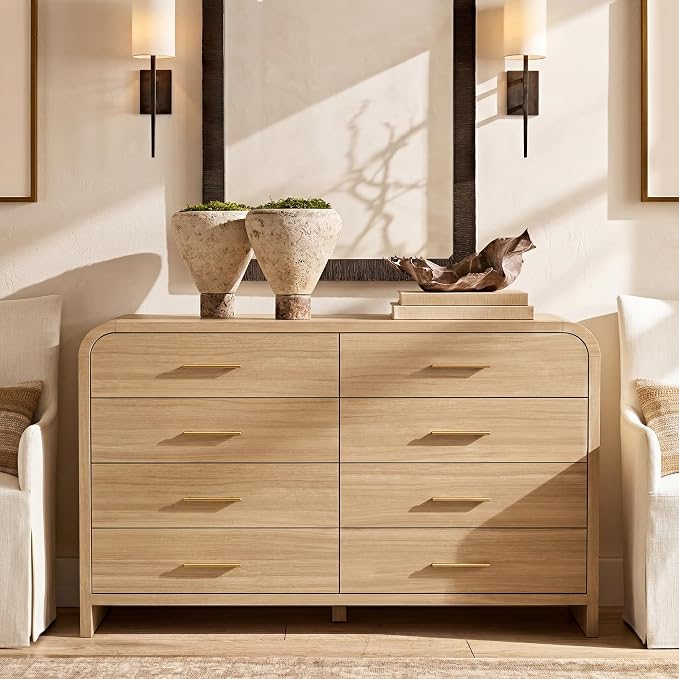 Curved 8-Drawer Dresser for Bedroom, 53.82" Wide Modern Chest of Drawers - Image 5